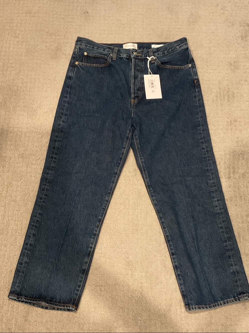 Frame Denim Women's Dark Indigo Vertical Cropped Jeans